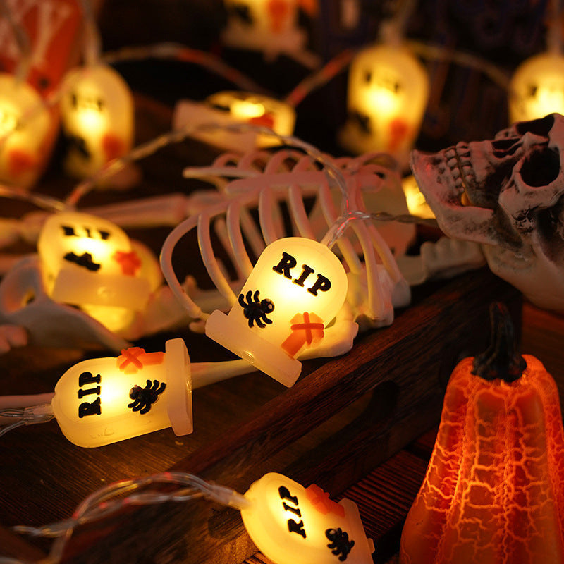 Halloween Lighting Chain Pumpkin Ghost Bat Modeling Lamp Indoor And Outdoor Home Decoration PVC Soft Material