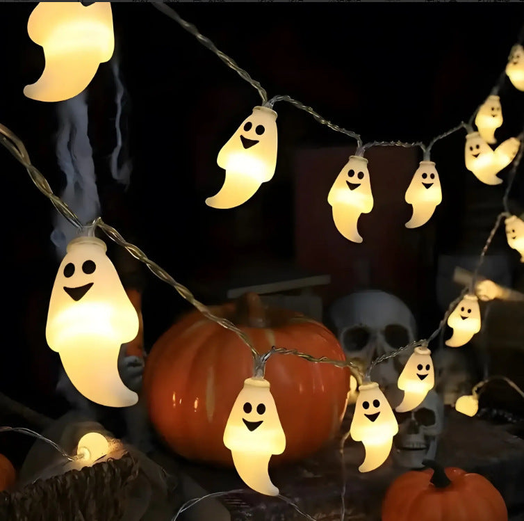 Halloween Lighting Chain Pumpkin Ghost Bat Modeling Lamp Indoor And Outdoor Home Decoration PVC Soft Material