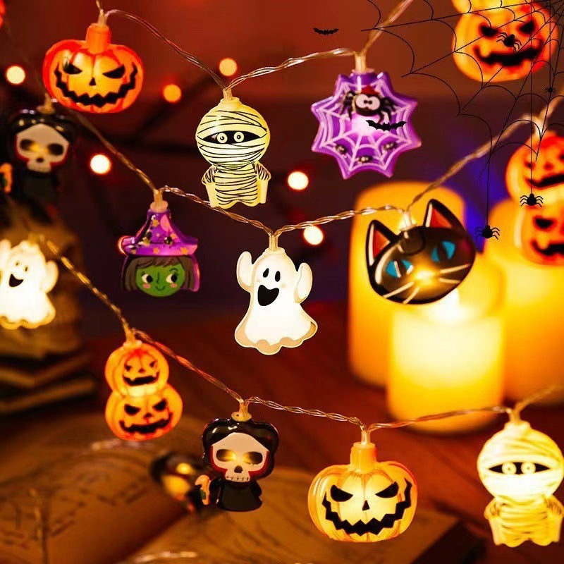 Halloween Lighting Chain Pumpkin Ghost Bat Modeling Lamp Indoor And Outdoor Home Decoration PVC Soft Material