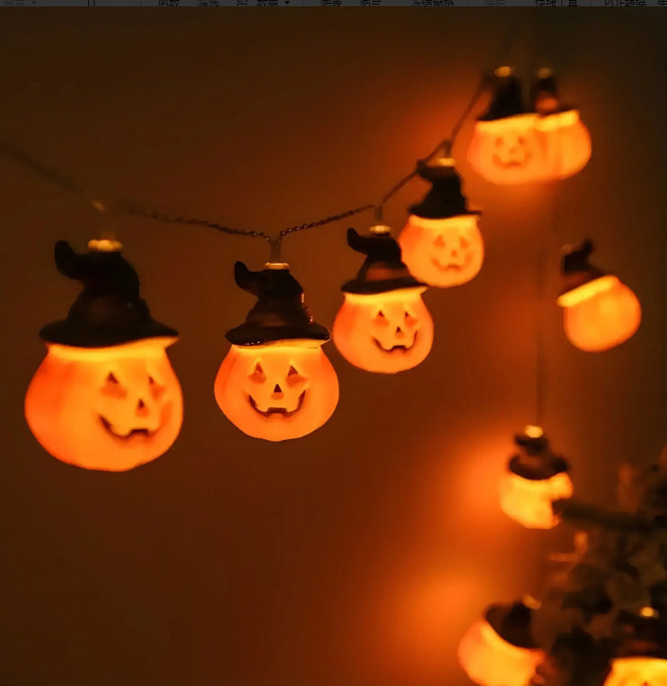 Halloween Lighting Chain Pumpkin Ghost Bat Modeling Lamp Indoor And Outdoor Home Decoration PVC Soft Material