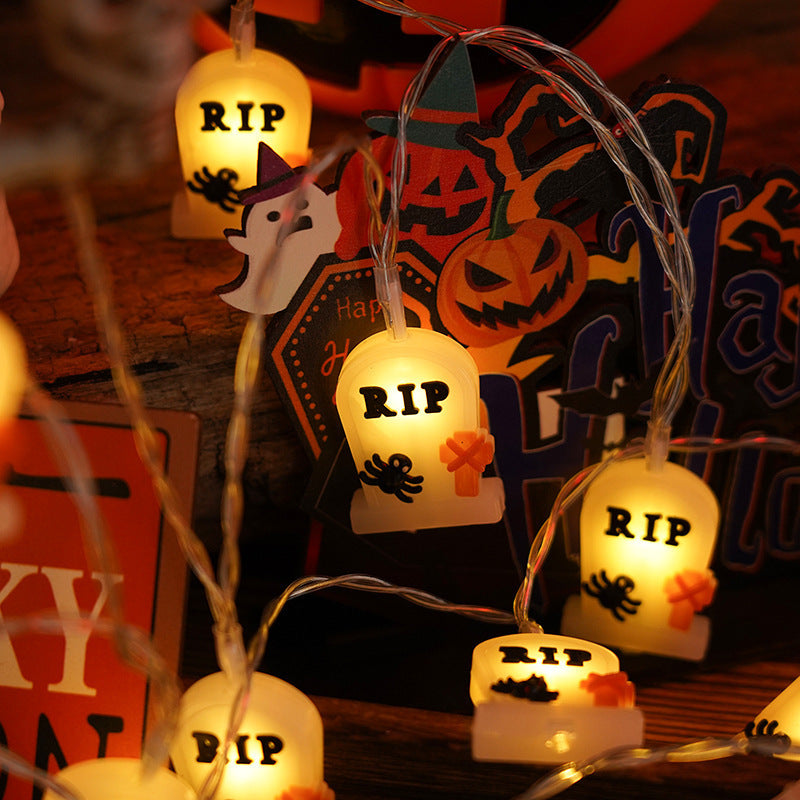 Halloween Lighting Chain Pumpkin Ghost Bat Modeling Lamp Indoor And Outdoor Home Decoration PVC Soft Material