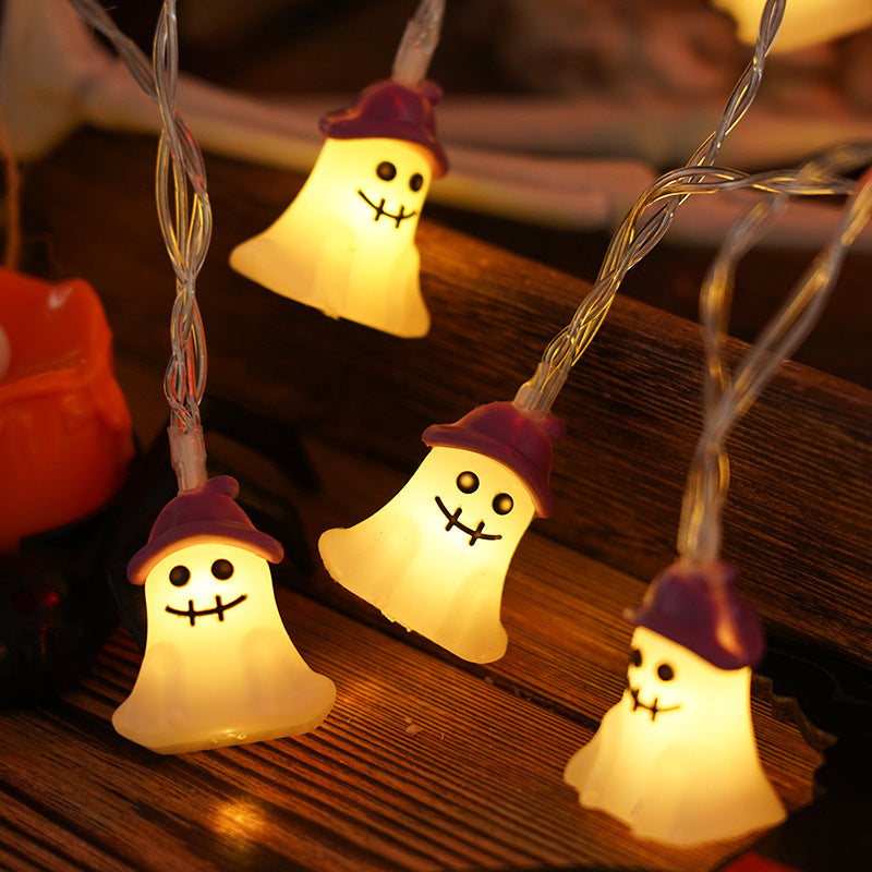 Halloween Lighting Chain Pumpkin Ghost Bat Modeling Lamp Indoor And Outdoor Home Decoration PVC Soft Material