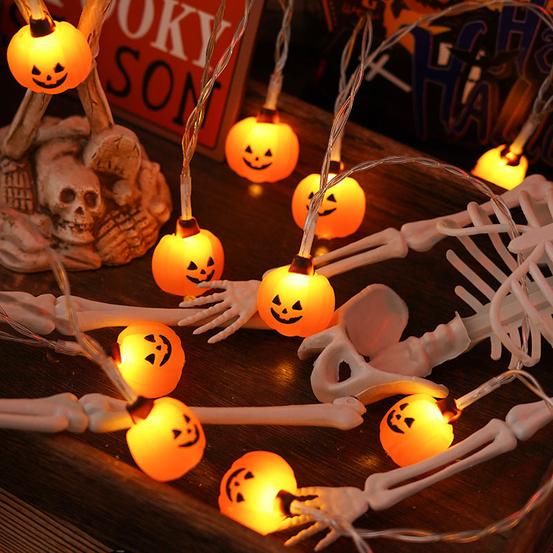 Halloween Lighting Chain Pumpkin Ghost Bat Modeling Lamp Indoor And Outdoor Home Decoration PVC Soft Material